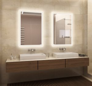 mirrored cabinet with energy saver LED lighting