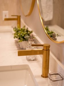 gold bathroom faucet with lever