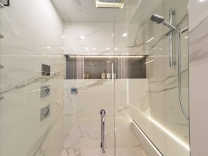 bathroom design with LED lighting in shower